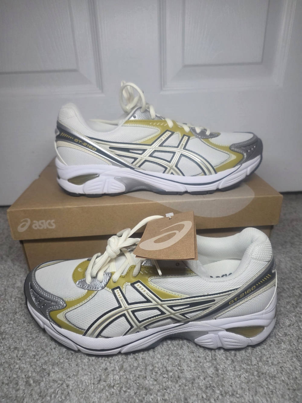 Asics GT-2160 1203A320-106 Sneakers Cream Dark Mustard Running Shoes Size 8.5